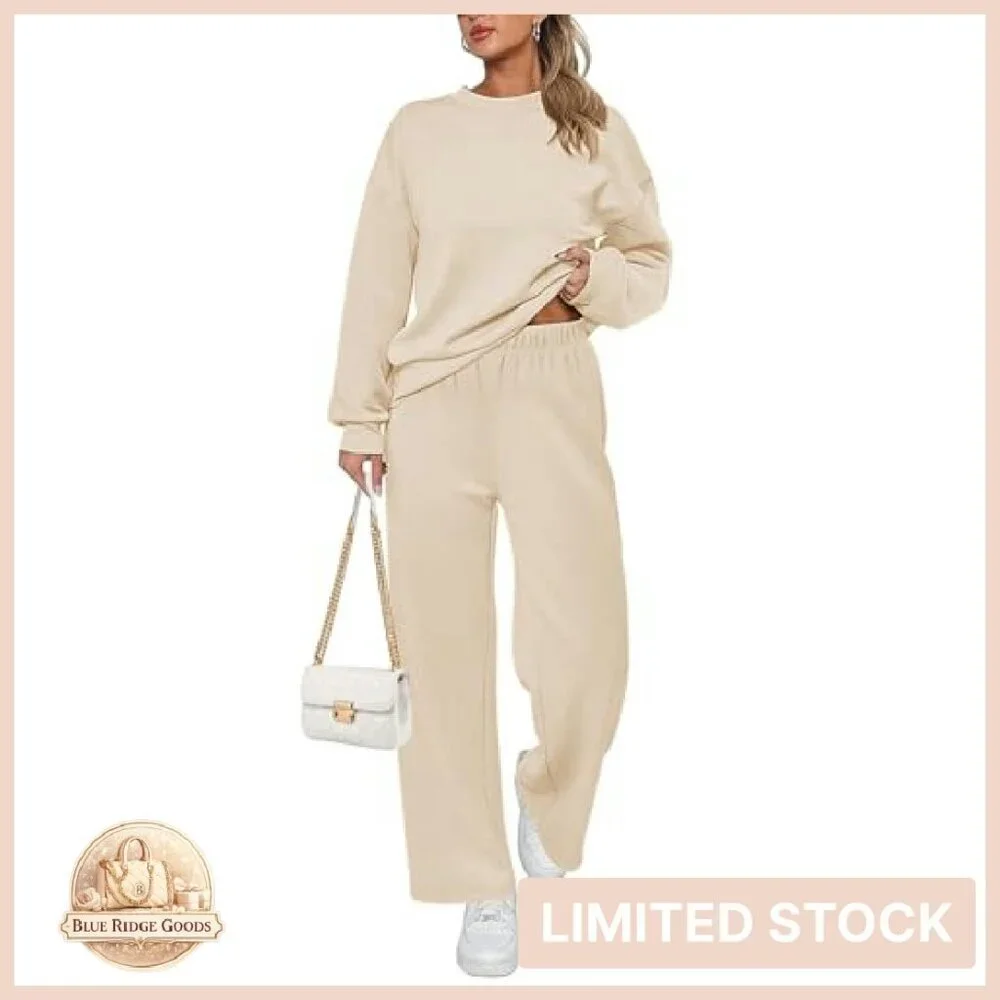 Fuzzy Fleece Long Sleeve Pajama Set Cozy Chic Lounge Wear Pockets